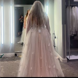 scattered embroidered florals chapel length tulle Veil